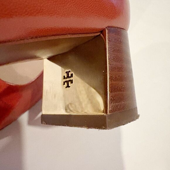 Tory Burch Bow Leather Pump Brown Size 7.5 2” Block Heel Quiet Luxury Classic - Picture 7 of 10
